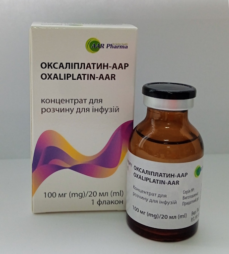 ОКСАЛІПЛАТИН-ААР, концентрат для розчину для інфузій, 5 мг/мл по 20 мл (100 мг) у флаконі, по 1 флакону у картонній коробці